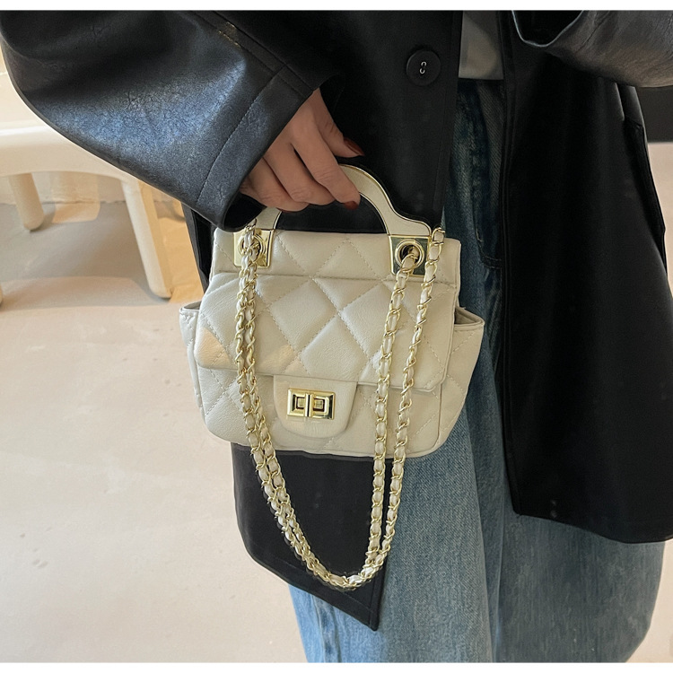 Free Shipping Designer Bag Trendy Diamond Grid Chain Handbag New Korean Version Single Shoulder Crossbody Bag Versatile Small Square Bag