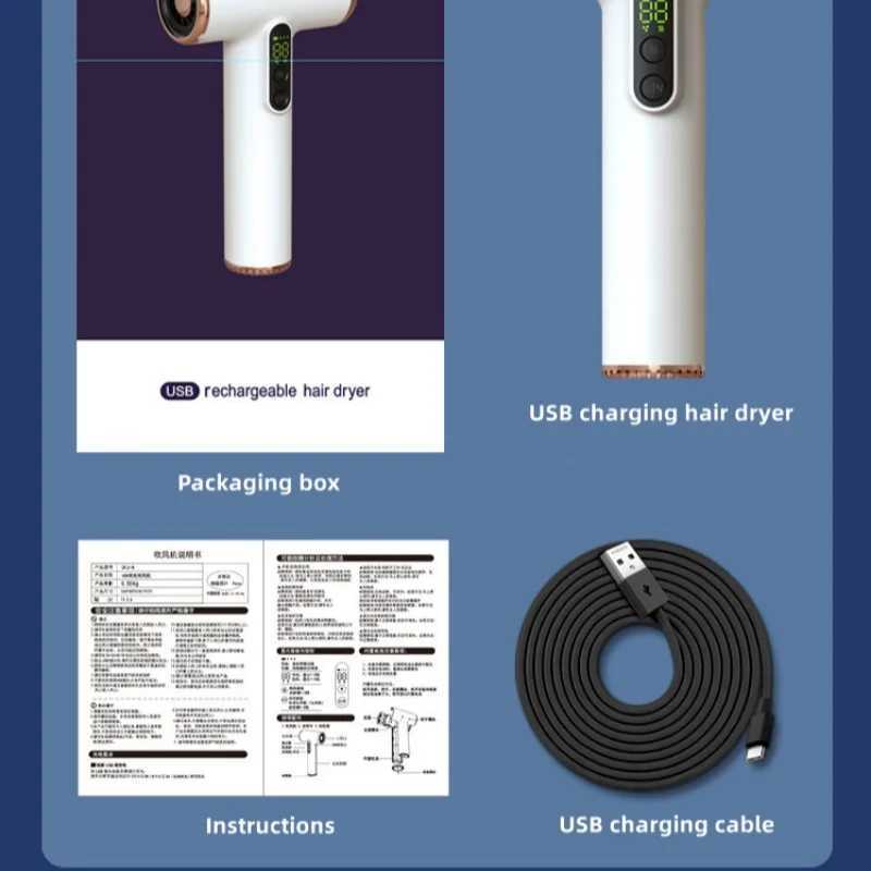 Hot Selling High-Value Wireless Hair Dryer With Wireless Use Of Cold And Warm Air For rens Dormitory Travel USB Charging z250520