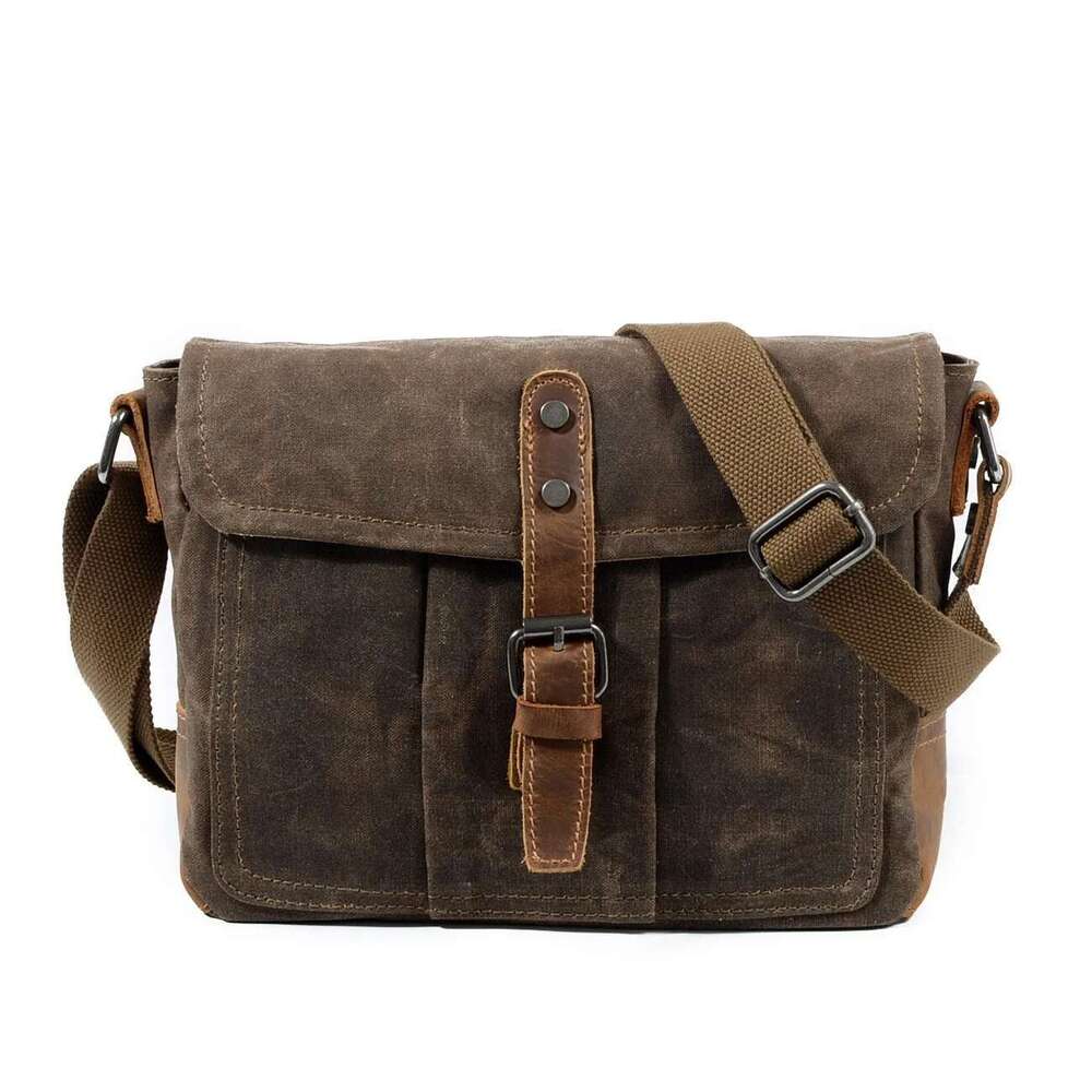 New Retro Casual Canvas Shoulder Men Simple Crossbody Waterproof Men's Bag Horizontal