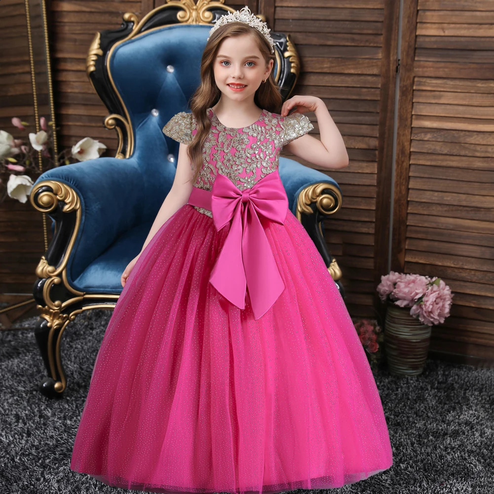 Girl dress in sleeveless sequins wedding dress flower girl performing princess dress long dress 250519