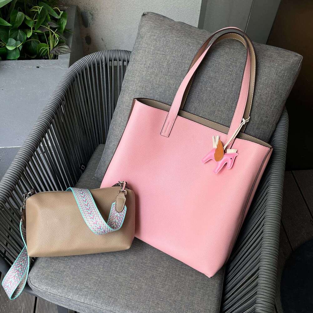 double sided shopping high order design ultra fiber leather inner outer tote large capacity shoulder bag can be printed with japanese and korean trend