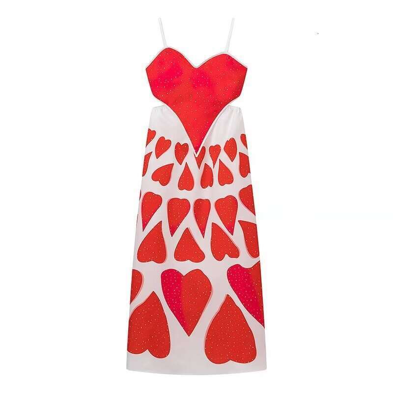 Women's Wear Spring New Product Women's Street Fashion Love Printed Strap Dress 1892