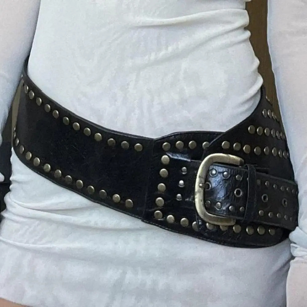 Rivet Asymmetric Belt Harajuku Aesthetic Streetwear Punk Style Hollow Belt Chic Leather Belt Women 250519