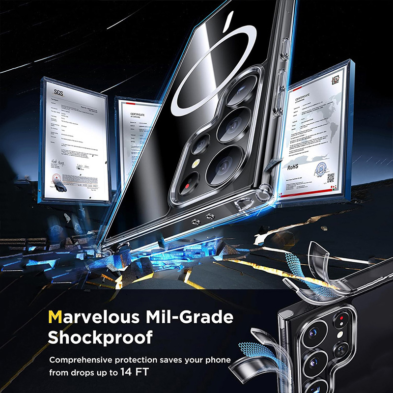For Magsafe Clear Magnetic Phone Case For Samsung Galaxy S24 23 22 Ultra Plus Transparent Shockproof Wireless Charge Back Cover