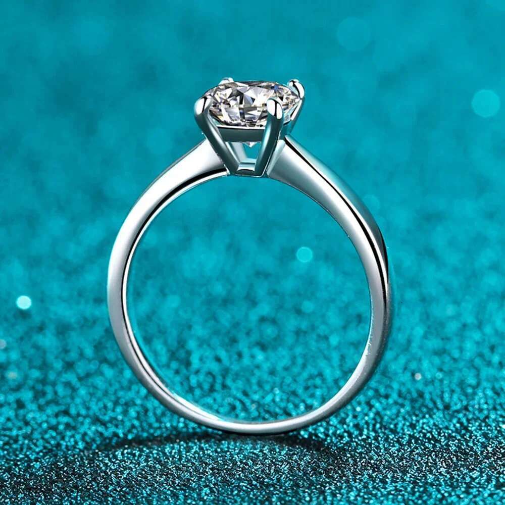 0.5-2Carat Moissanite Engagement Ring With GRA Certified Classic Lab Diamond Promise Band 925 Sterling Silver Jewelry for Women