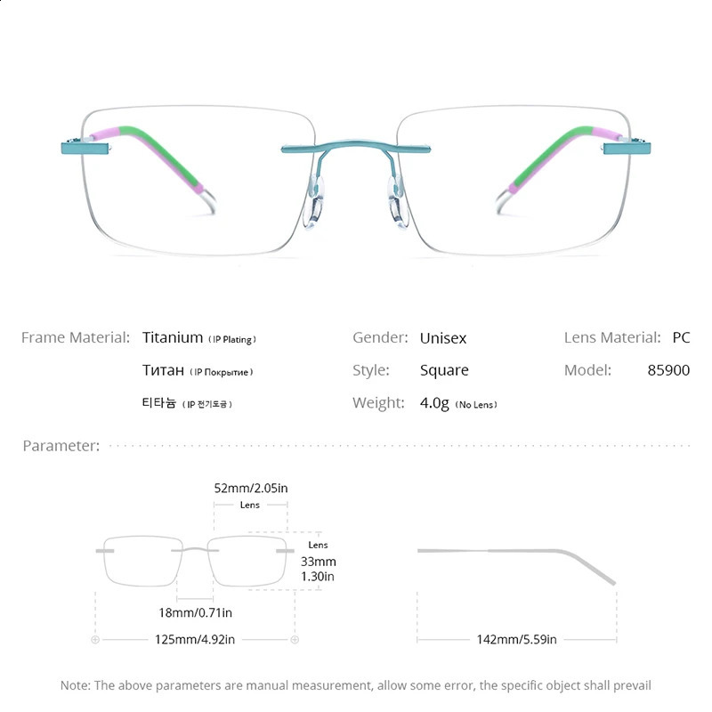 FONEX Glasses Frame Men n Rimless Square Eyeglasse Frameless UltralightWeight Japanese Eyewear 85900 250515