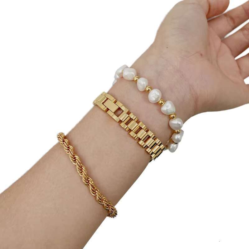 Autumn Cold Stainless Steel Gold Plated Watch Chain Bracelet