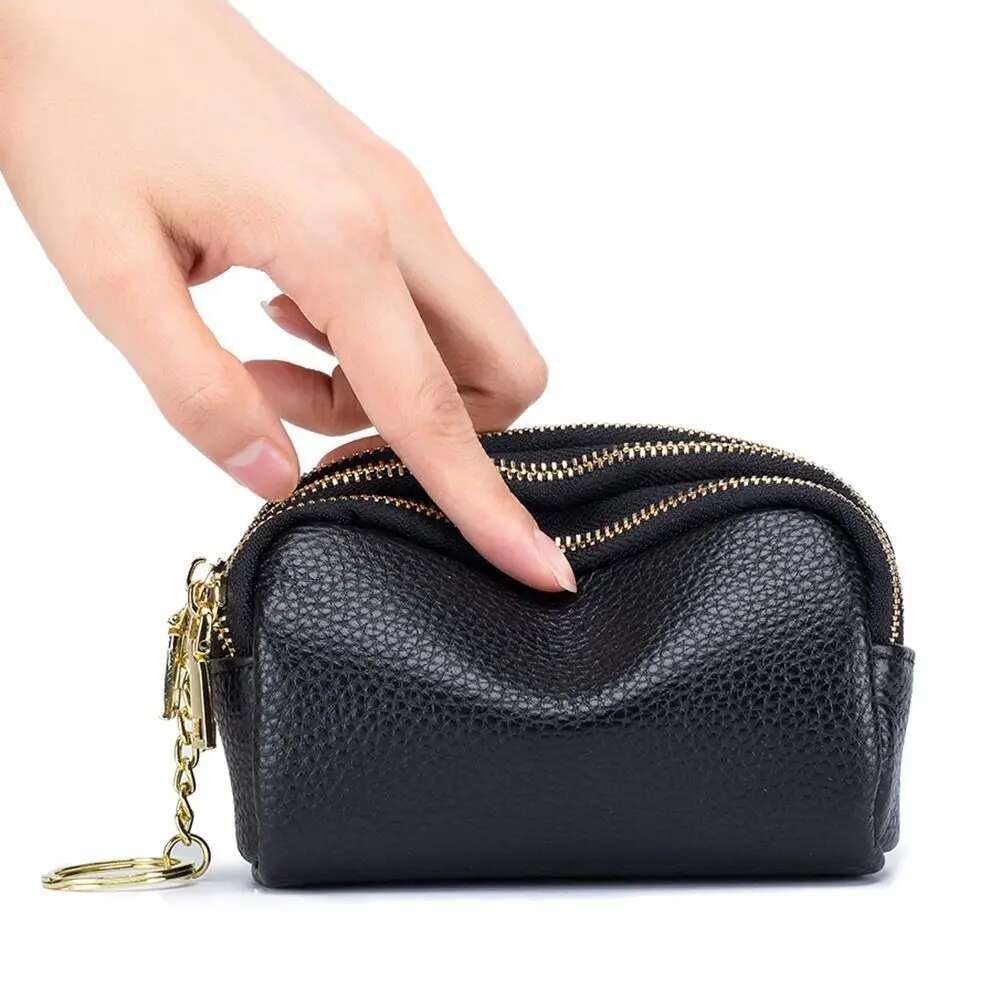 Genuine Leather Mini Pocket Zipper Small Money Bag Female Women Wallet Purse Short Card Coin Key Holder Change Pouch