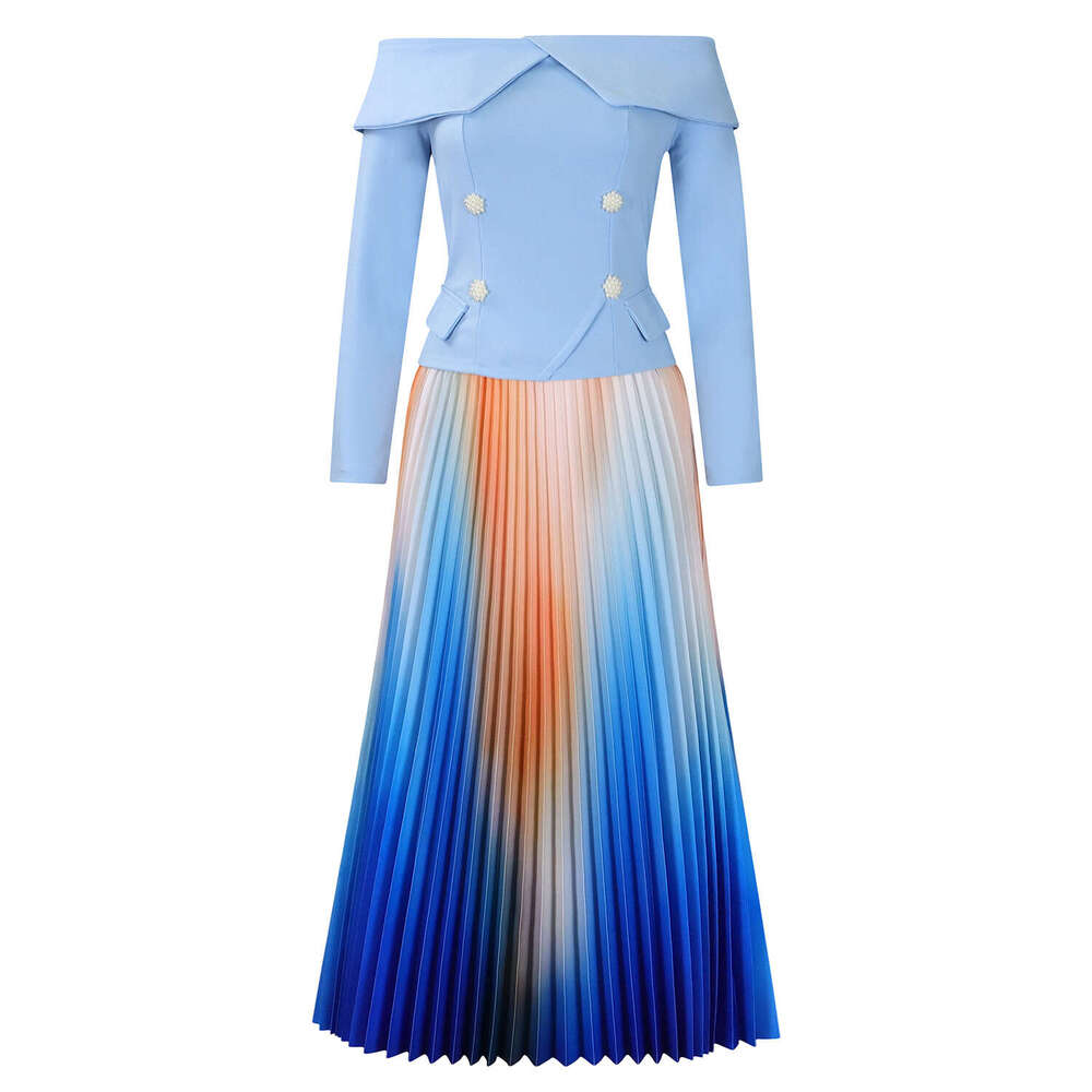 Women's Wear D3309 New Fashionable Elegant One Neck Top And Long Skirt Set