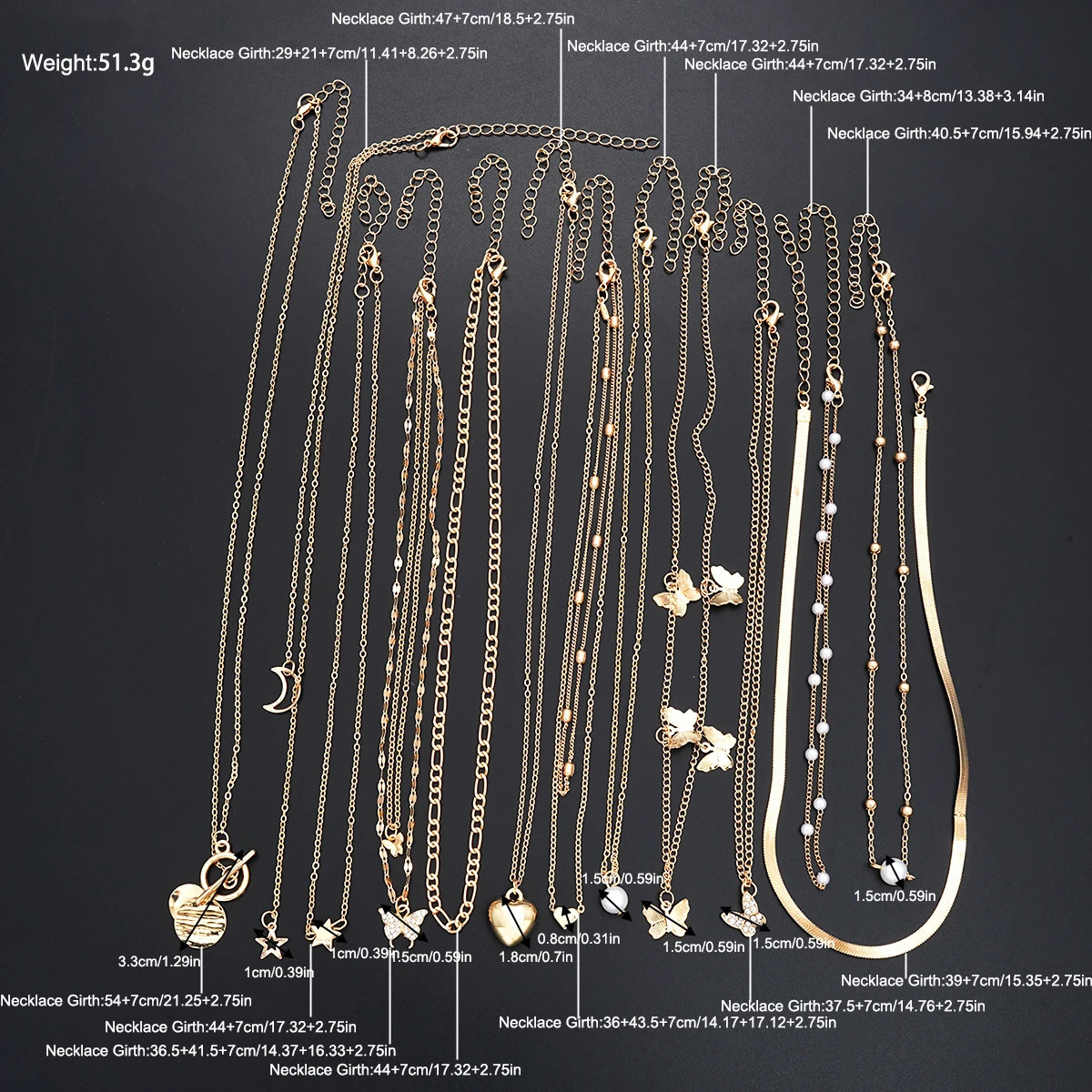 Simple Stackable Necklaces Set for Women Fashion Butterfly Heart Star Pearl Moon Pendant Necklaces Boho Jewelry Gifts 2025 250520