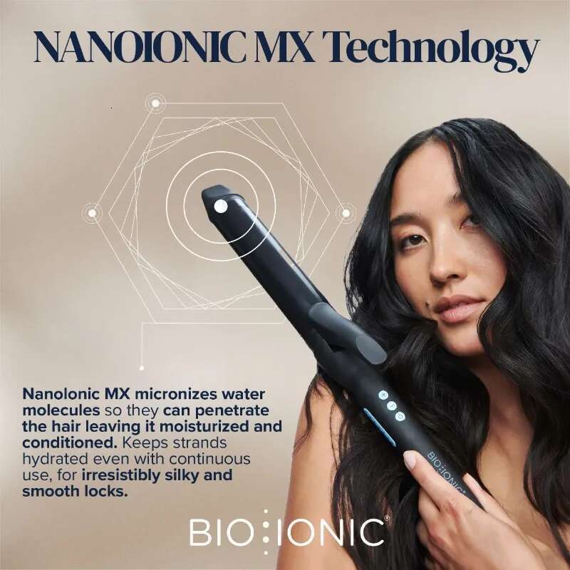 Bio Ionic Long Barrel Styler, 1.25" Iron, Curling Wand, Adjustable Heat Hair Curler