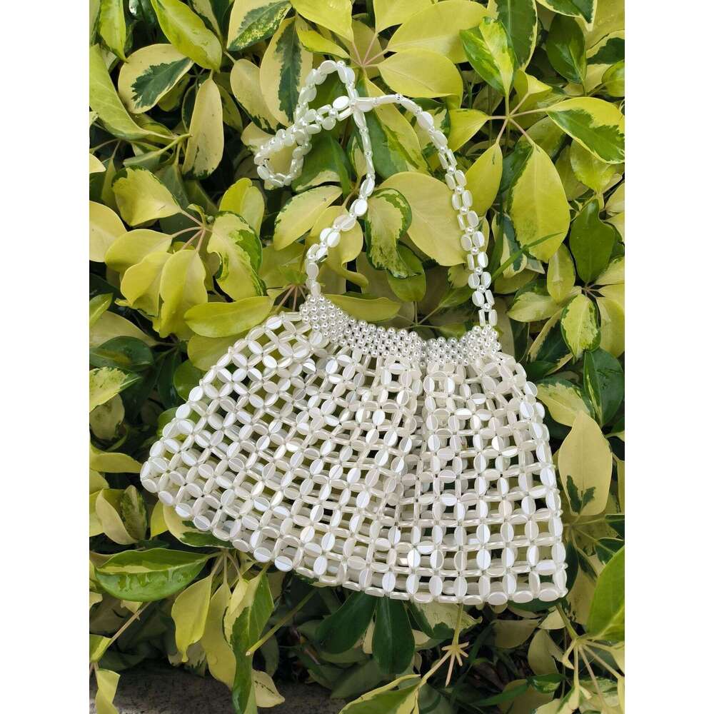 new Hot Hot electroplated silver hot selling women's long shoulder bead woven bag