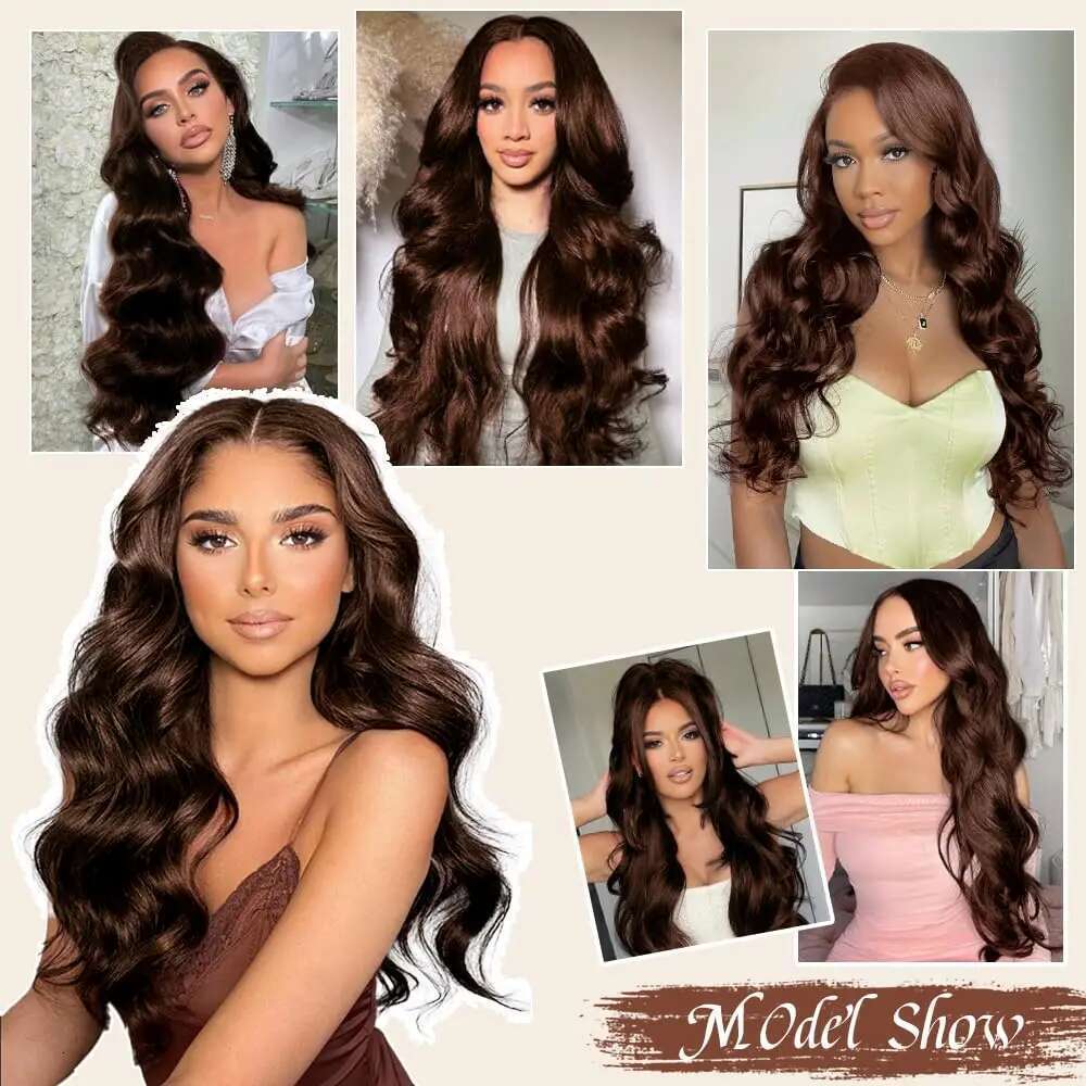 13x4 13x6 HD Lace Frontal Body Wave Wig Chocolate Brown #4 Colored Front Human Hair Pre plucked Wigs For Women 200% Density