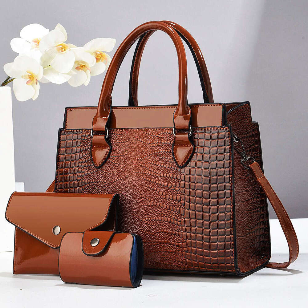 Women s Urban Crocodile Pattern Handheld Bun Mother Piece Set Single Shoulder Diagonal Cross Bag Style Bags