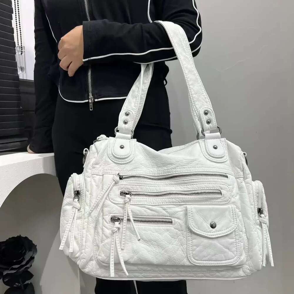 Ladies' Fashion Y2k Spicy Girl Retro Tote Bag, Large Capacity Vintage Multi Pocket Shoulder Bag