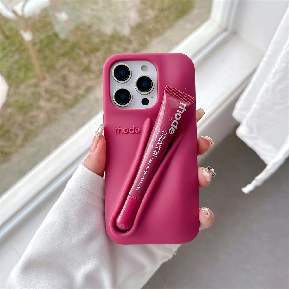 rhodeo phone case Lip Balm rhode iPhone Case Lip Gloss Long-lasting Moisturizing Liquid Lipstick Toast Espresso Raspberry jelly Transparent Lip Glaze