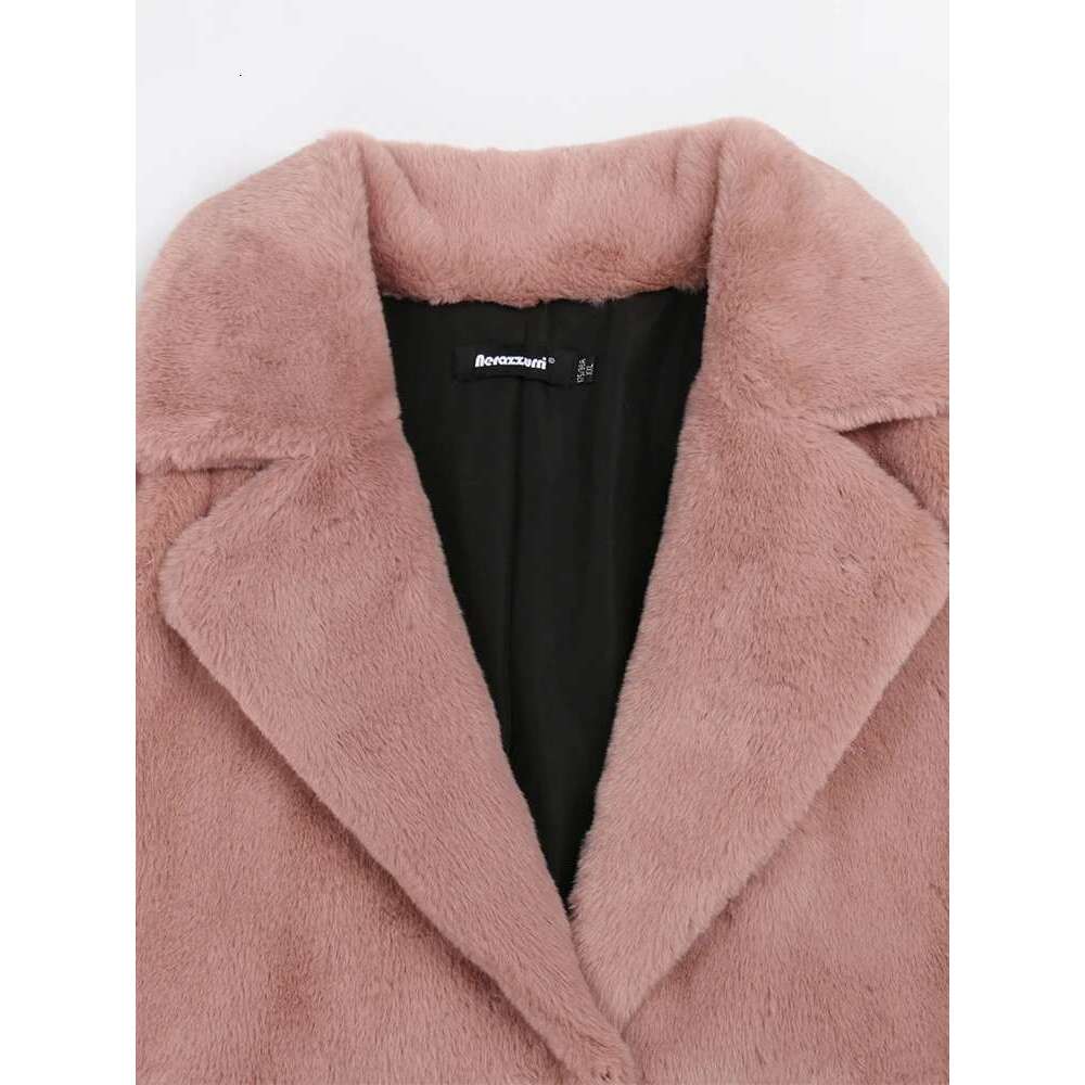 Nerazzurri Winter Clothes 2022 Long Thick Warm Soft Colored Fluffy Big Size Faux Rex Rabbit Fur Coat Women Lapel 4Xl 5Xl