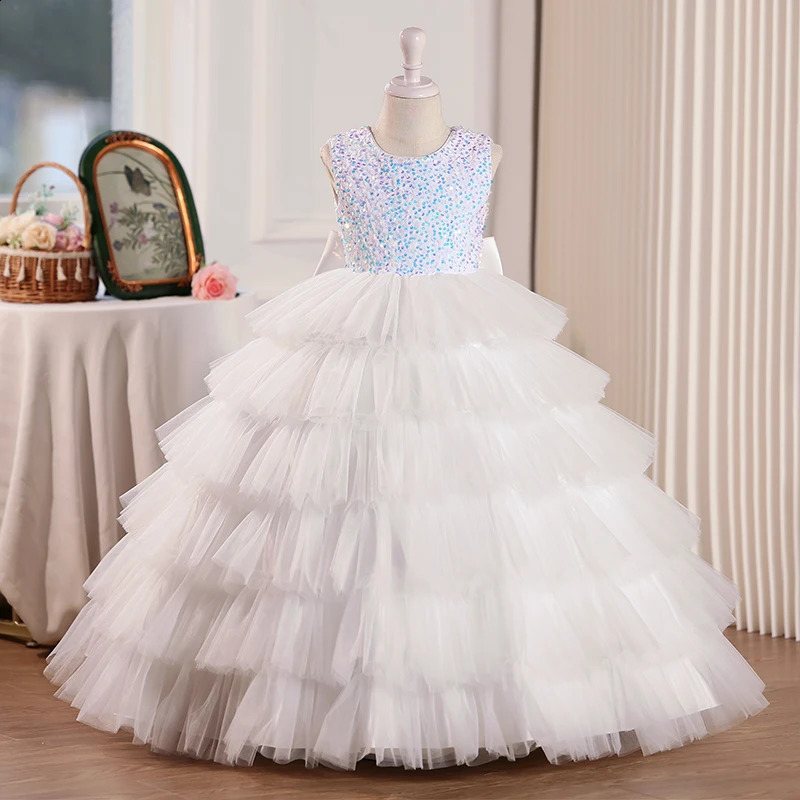 2025 Little Girl Princess Dress Light Hepburn Style Dress Birthday Party Dress Girl Cake Dress High End Childrens Dress 250519