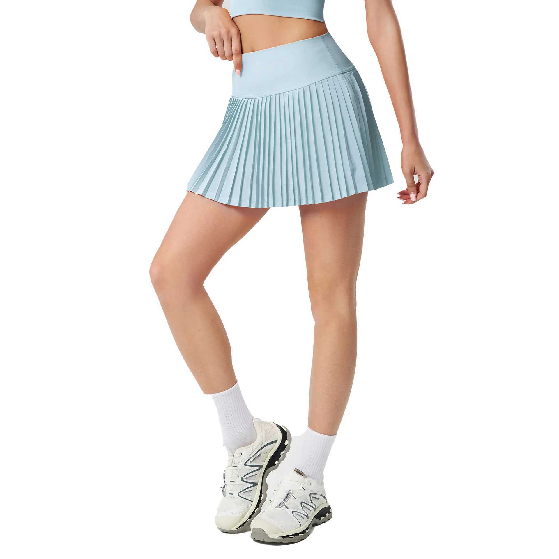 Women Sports Tennis Skirts High Waist Tights Yoga Tennis Shorts Dress With Pockets Pleated Pocket Skirt Anti-Exhaust Quick DryXJ250520