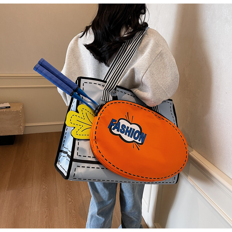 2025 New Outdoor Style Free Delivery Designer Carrot Large Capacity Tote Women's Sports Badminton Handheld Tennis Racket Cute Single Shoulder Bag