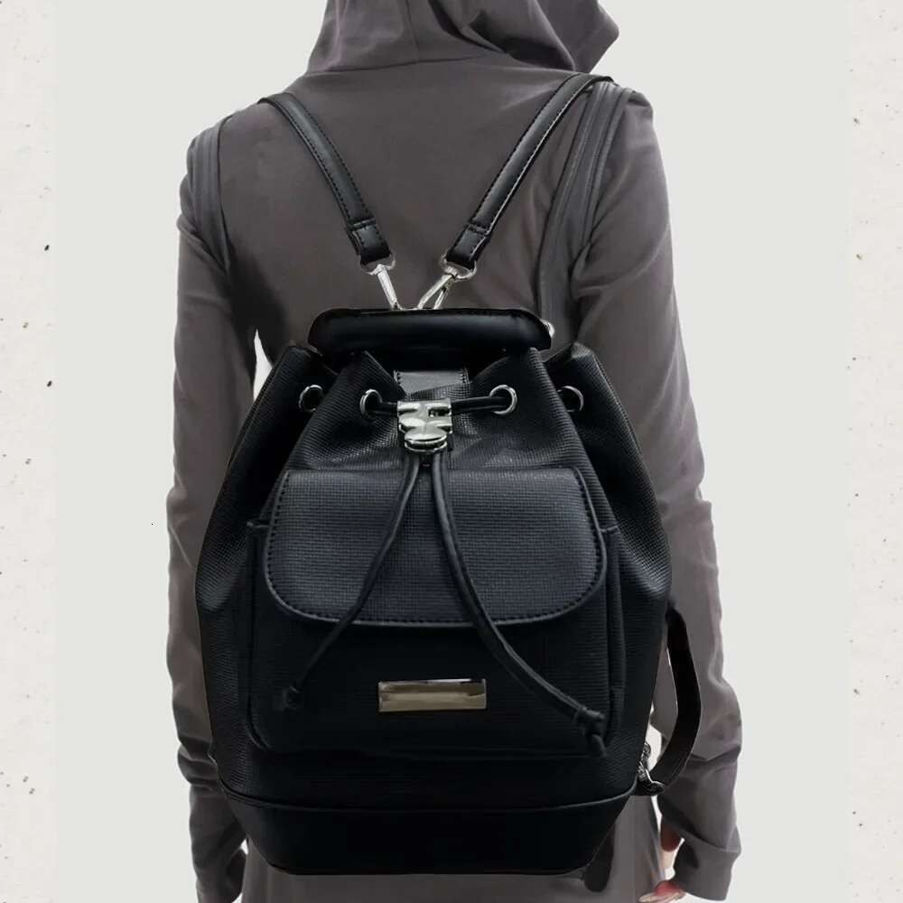Ladies' Fashion Y2k Spicy Girl Drawstring Backpack Retro Splicing Handbag Detachable Strap Shoulder Bag