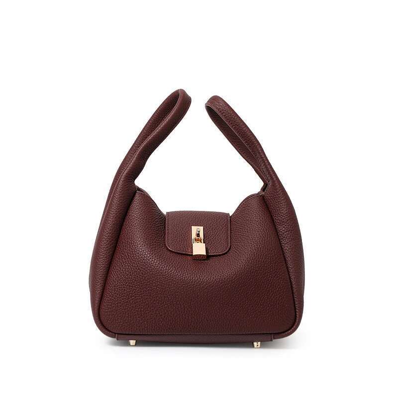 High Fashion First Swing 2025 New Leather Handbag Slung Bucket Portable Basket Bag