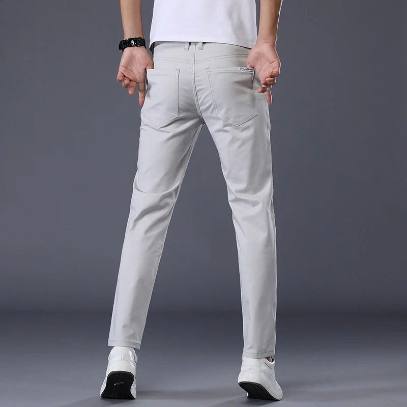 7 Colors Mens Classic Solid Color Summer Thin Casual Pants Business Fashion Stretch Cotton Slim Trousers Male 250519