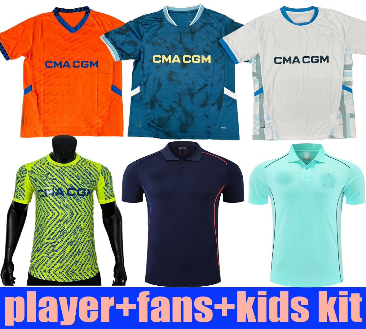 player fans 24 25 26 Marseill ES soccer jueseys 2024 2025 2026 Greenwood Gouiri Rabiot home away third football men soccer jerseys kids kit GK size 16-28 s-2xl