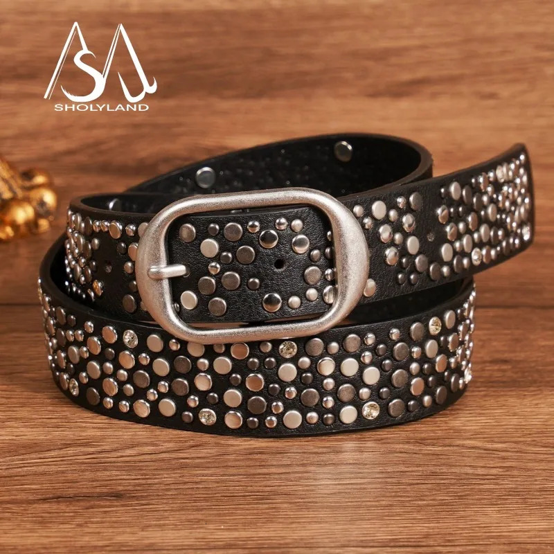 Practical Punk Street Hit Heavy Metal Belts No Rules Claw Nails Diamond-studded Jeans Embellished with Belts 250519