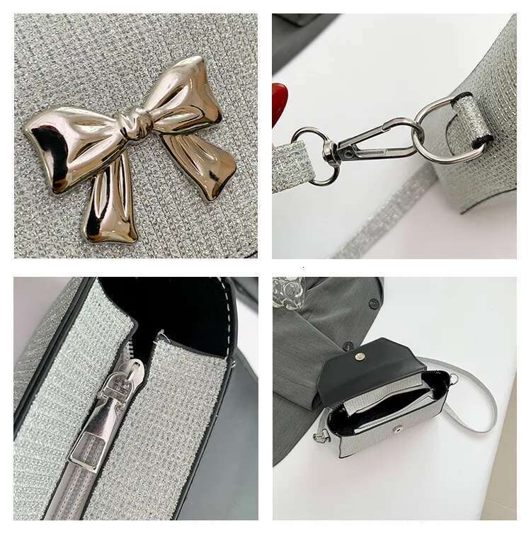 Women's Shoulder Fashion Hand Canvas Wallet Portable Tote Handbags Small Square Bag Bow Crossbody Bags
