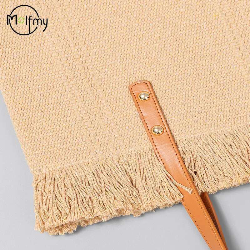 Summer Bags For Beach Tassel Canvas Design Tote Bag Large Capacity Women Commuter Shoulder Handbag Bolsas Para Mujeres