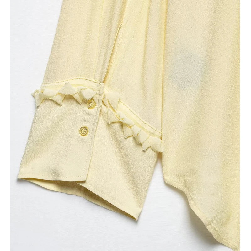 TRAF Ruffle Blouses for Women Fashion Oversized Shirts and Summer Casual Woman Long Sleeve Top 250520