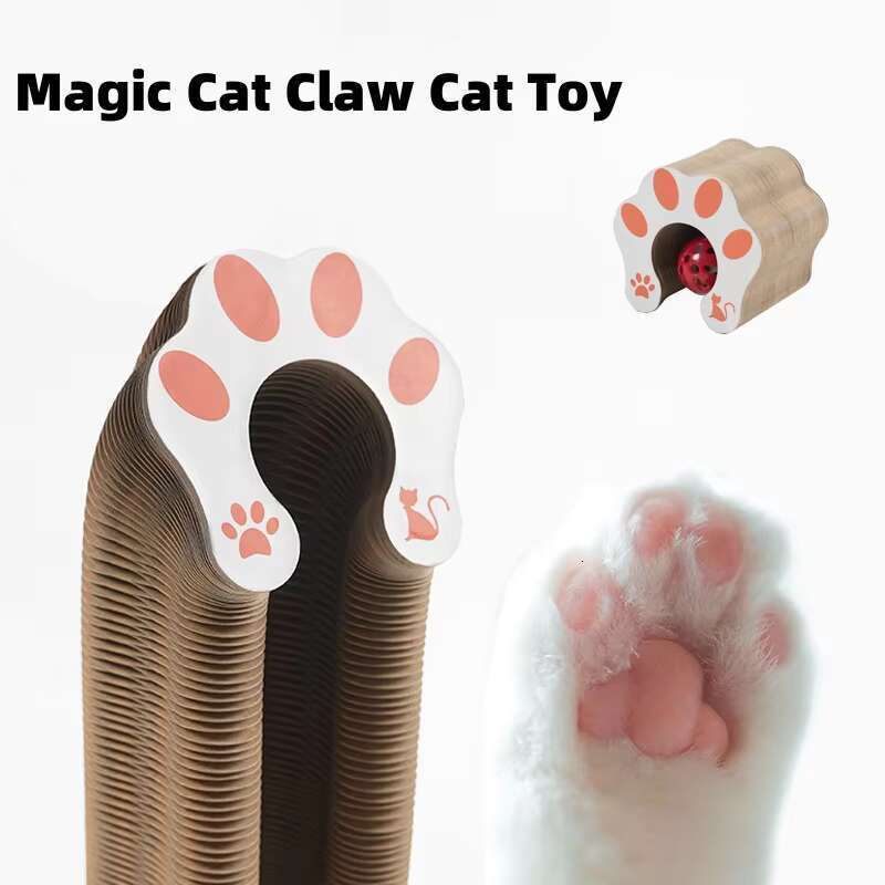 Transformable Scratcher with Bell Foldable Honeycomb Design Cat Climbing Tunnel Corrugated Cardboard Play Toy for Indoor Cats