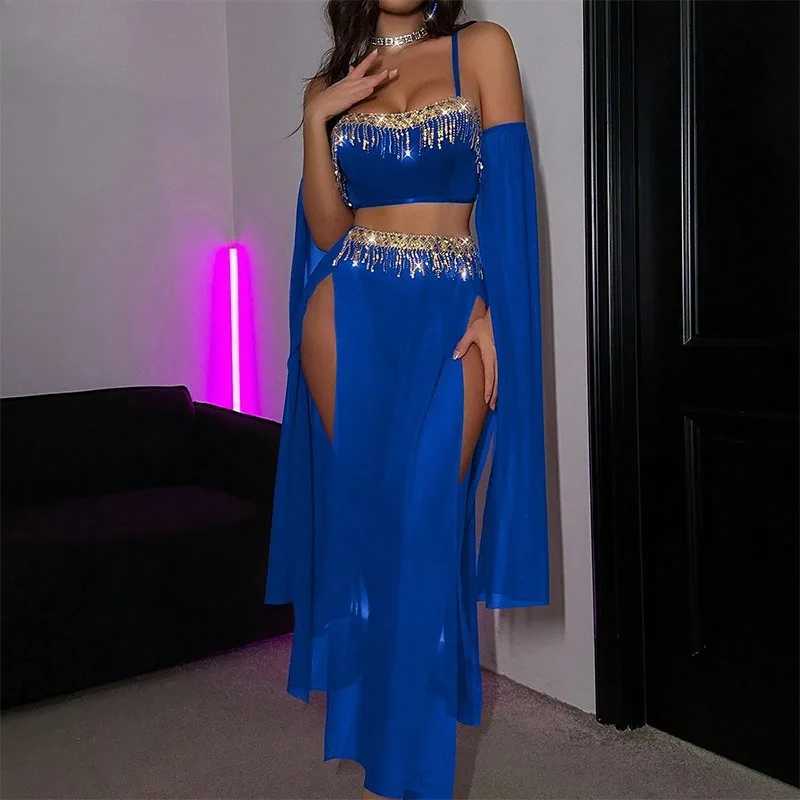 Sexy Lingerie Suit for Women Mesh Patchwork Tassel Womens Underwear Suit Sexy Slit Skirt Mesh See-through Underwear New R250520