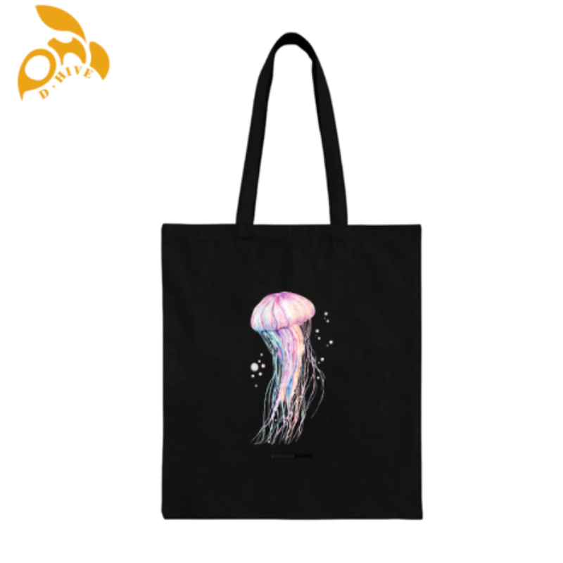Free shipping.designers customize lightweight and high-quality black full-print canvas tote bags