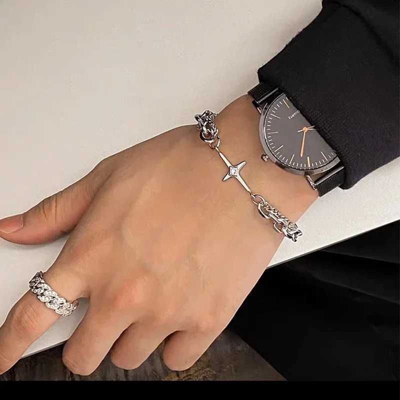 Y2K Vintage Star Bracelet Punk Multilayer Chain Bracelets for Women Hip Hop Jewelry Man Trendy Aesthetic Bangles Fashion New M250520