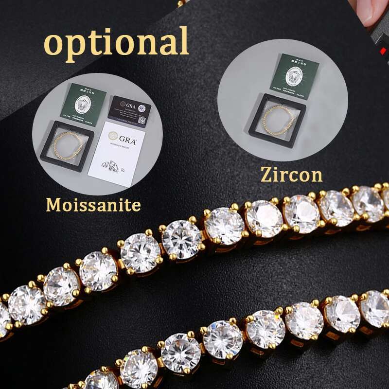 3mm-6mm Moissanite Tennis Bracelet 925 Sterling Silver Iced Out Zircon Bracelet For Women Men Jewelry