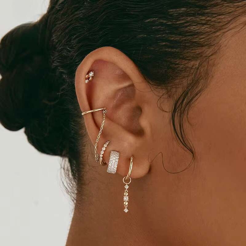 Fashionable sterling sier exquisite jewelry, women's gold-plated zircon bridal earrings, girls' earrings