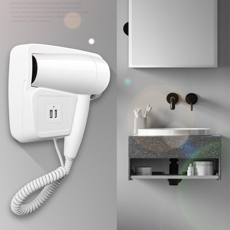 Wall-mounted Hair Dryer In Guest Room Bathroom