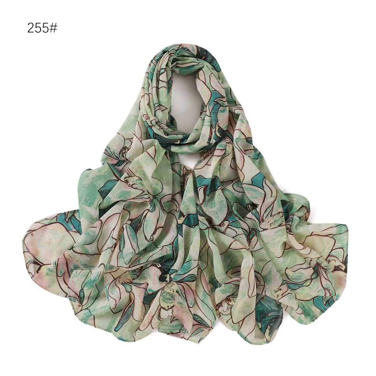 T756 new flower pattern small fresh butterfly floral print long scarf head scarf female shawl