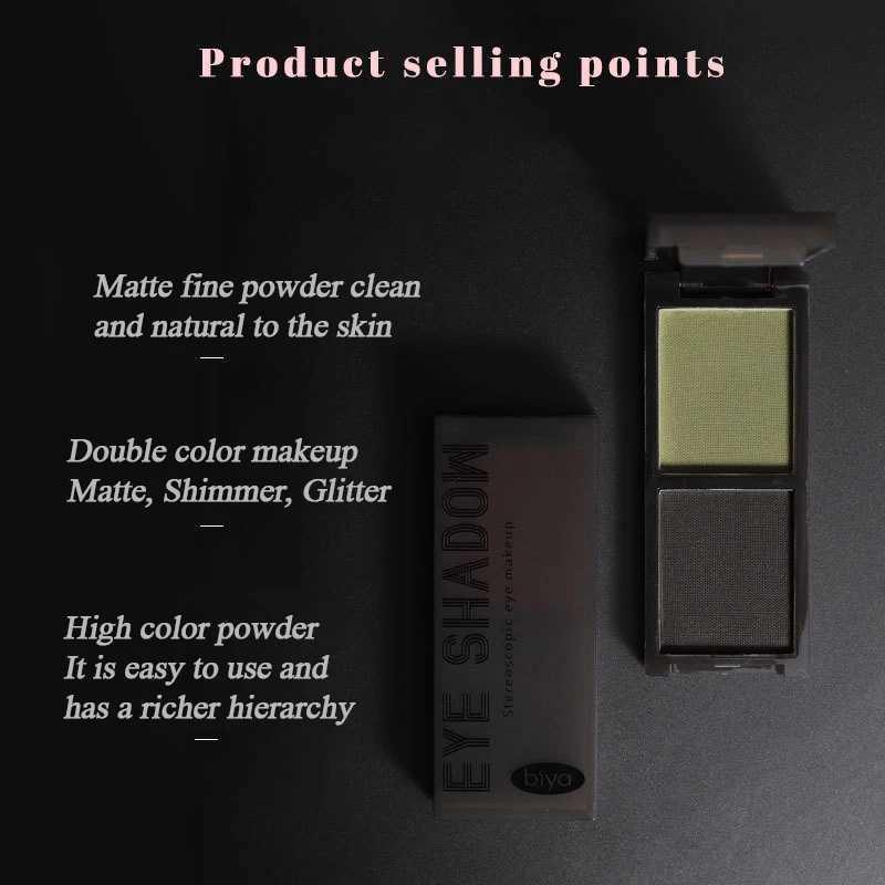 2 Colors Eye Shadow Palette Matte Glitter Eyeshadow Gothic Red Black Pigments Waterproof Earth Color Shimmer Portable CosmeticsXJ250520