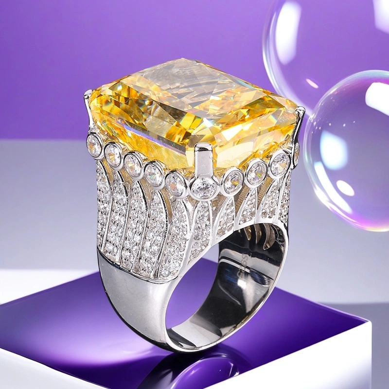 80CT luxurious King Queen Ring S925 sterling silver 18*23 cultivated high-carbon diamond noble dazzling heavy industry sparkling ice flower cut unique