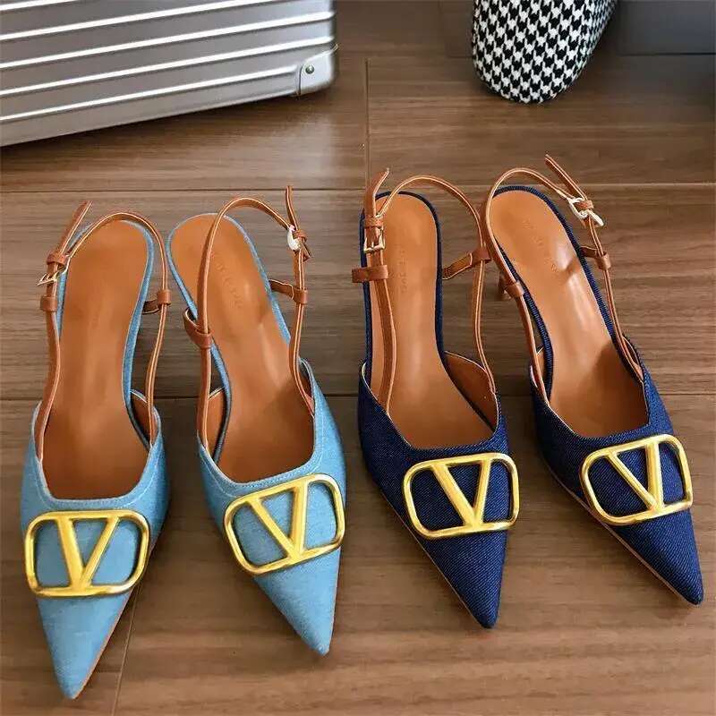 free shipping designer sandals women slippers slides womens blue denim indoor outdoor casual shoe trainers sneakers new