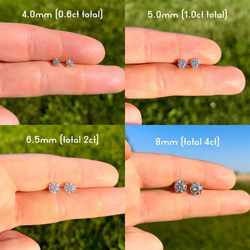 0.2-2ct Womens Moissanite Earrings D Color Six Claws Screw Moissanite Earrings 2023 Trend Silver 925 Real Moissanite Jewerly