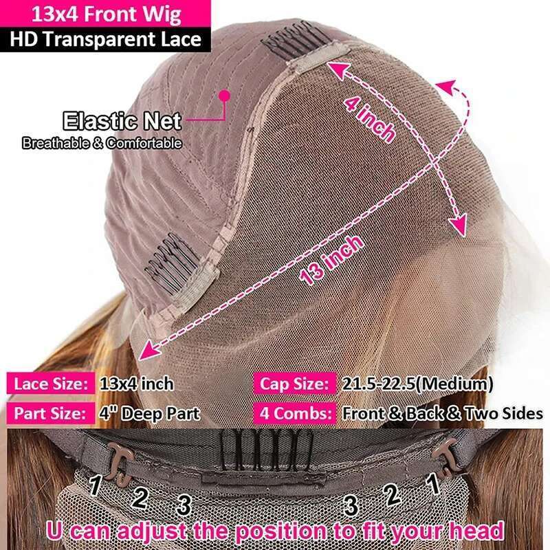 Short Women's Ombre Highlight Bob Human Hair Hd Body Wave Lace Front Wig Glueless Brazilian Wigs On Sale For Women