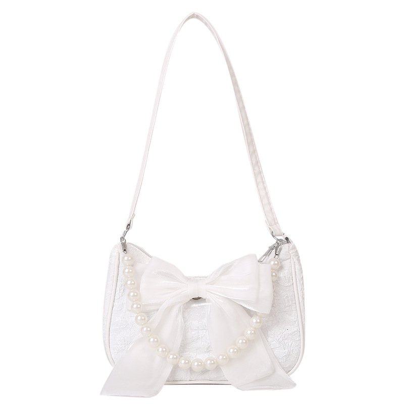 Top Quality Brand New Fashionable Western Bow Handheld Pearl Fashion Cross border Small Summer Popular Women's Shoulder Bag Free Delivery Designe
