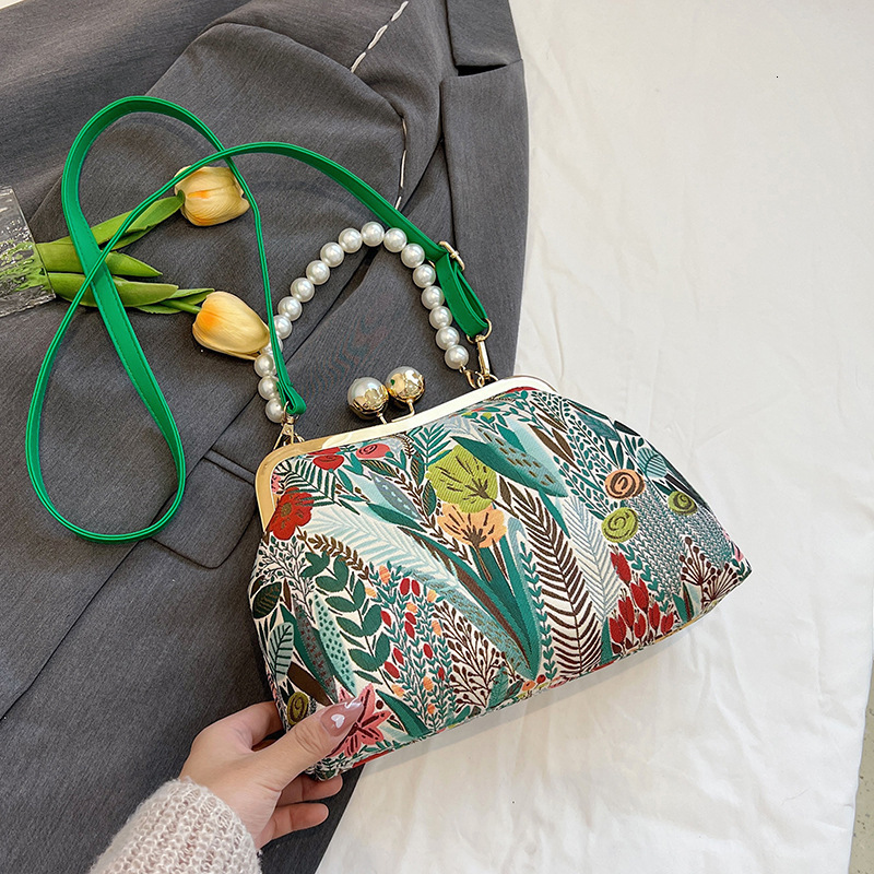 designer bag New clip Chinese style dinner hand-held one shoulder diagonal cross casual fashion bag embroidered flower women's bag