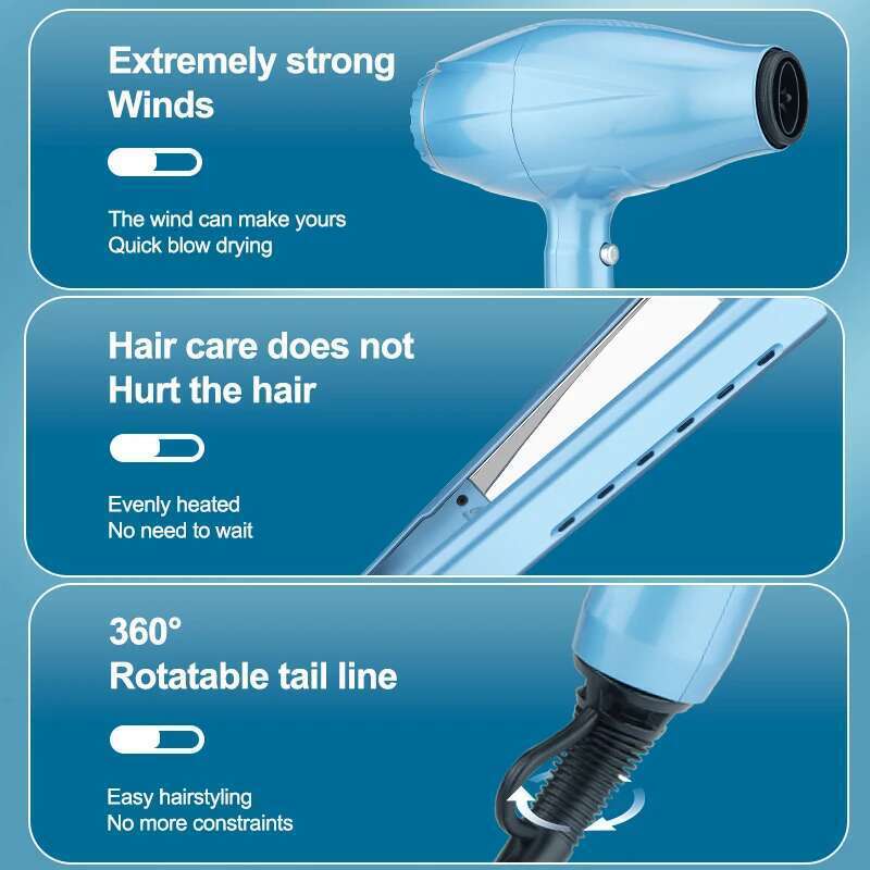 RESUXI 452 2 in 1 and 3 Level Wind Speed Set Dryer Straight Curly for Hair Flat Straightener