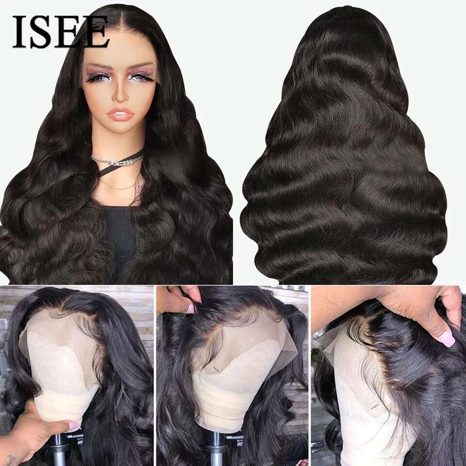 ISEE HAIR 13x6 Front For Women Brazilian Human Hair Body Wave HD Transparent Lace Frontal Wigs