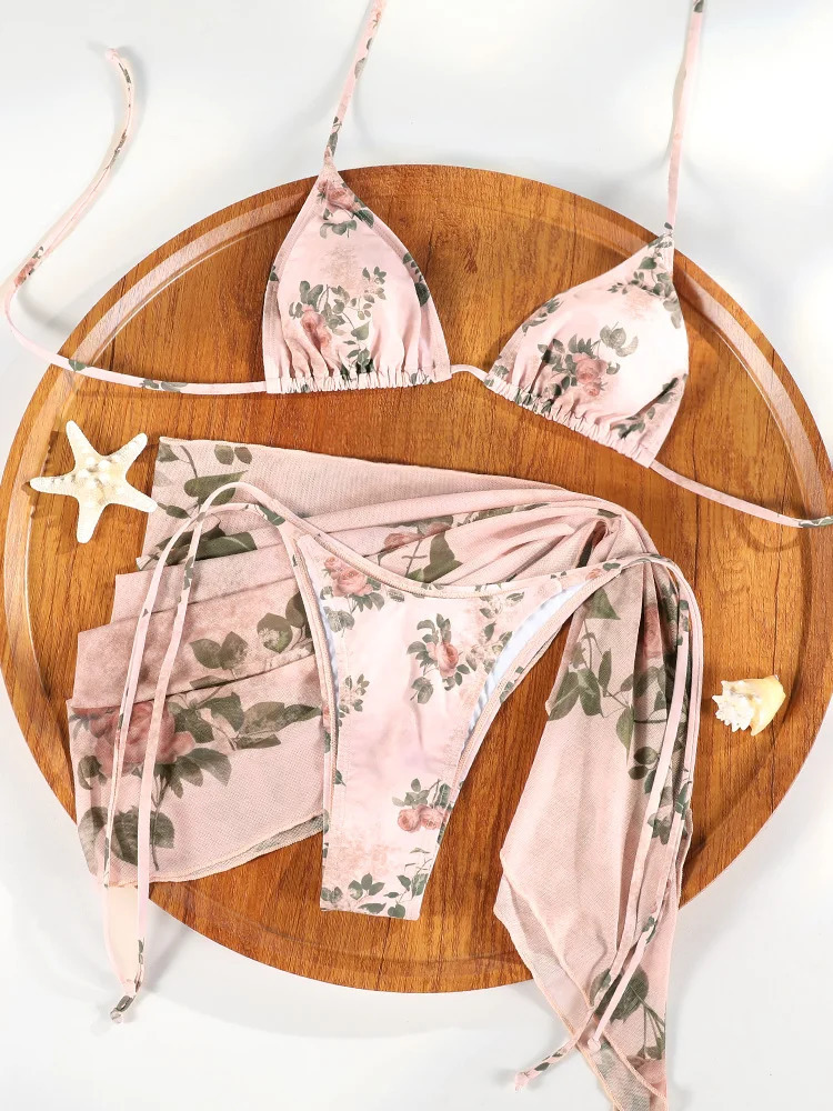 ZRTAK 3 Piece Triangle Bikini Women Print Swimsuit Micro Swimwear Print Bathing Suit Brazilian Biquini Sexy Beach Wear 250516